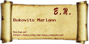 Bukovits Mariann névjegykártya